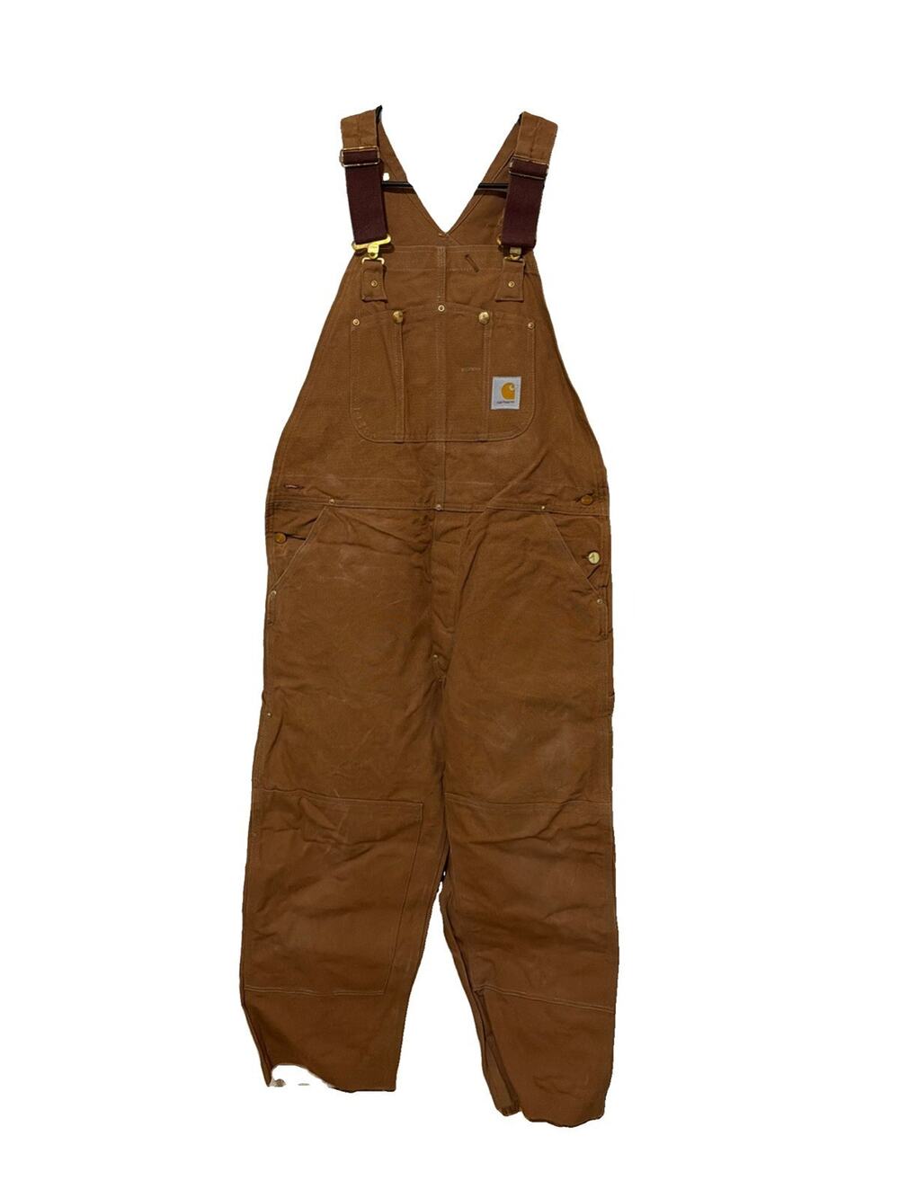 Carhartt Double Knee Overalls Bib 38x32 Tan Workwear Vintage Hardly Worn